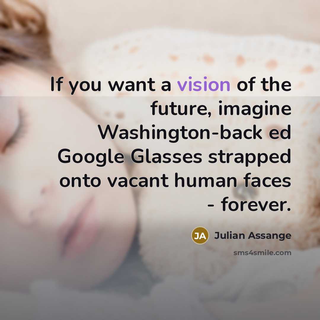 “If you want a vision of the future, imagine Washington-back…” quote by Julian Assange