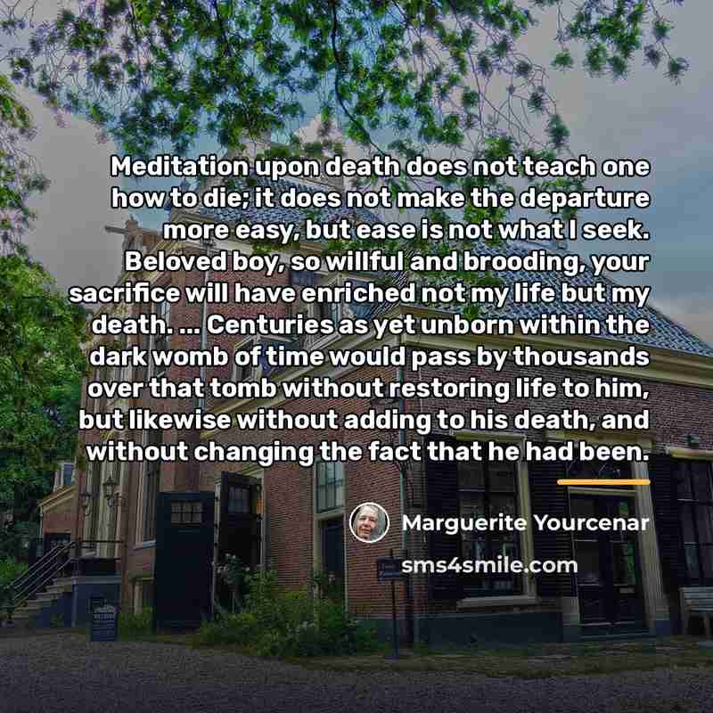 “Meditation upon death does not teach one how to die;…” quote by Marguerite Yourcenar
