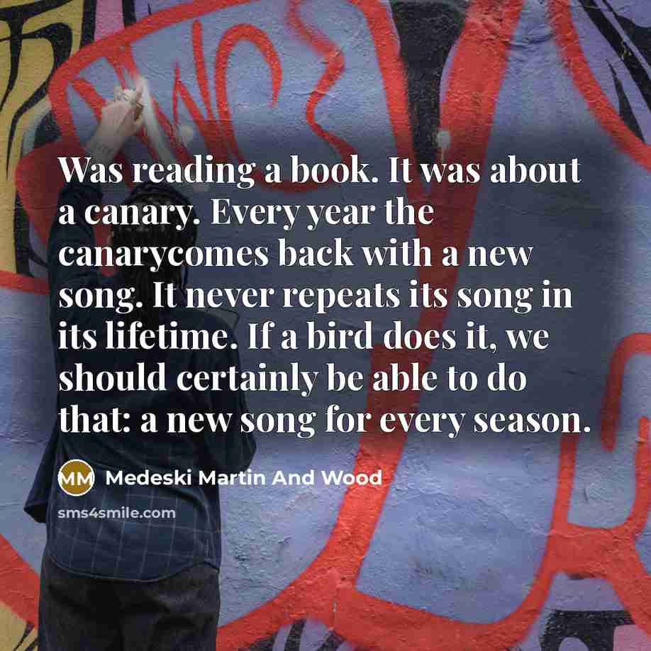 “Was reading a book. It was about a canary. Every…” quote by Medeski Martin And Wood
