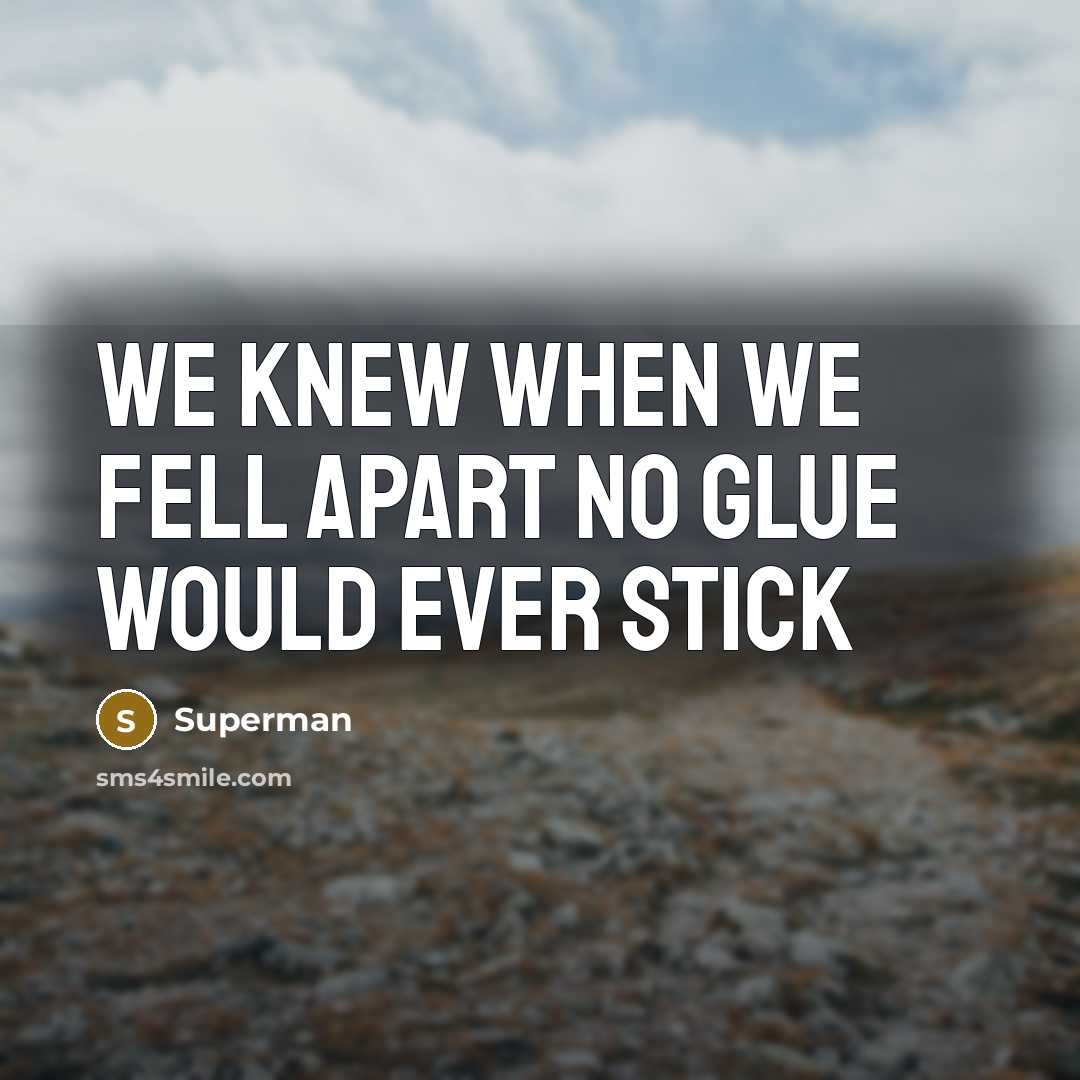 “We knew when we fell apart no glue would ever…” quote by Superman