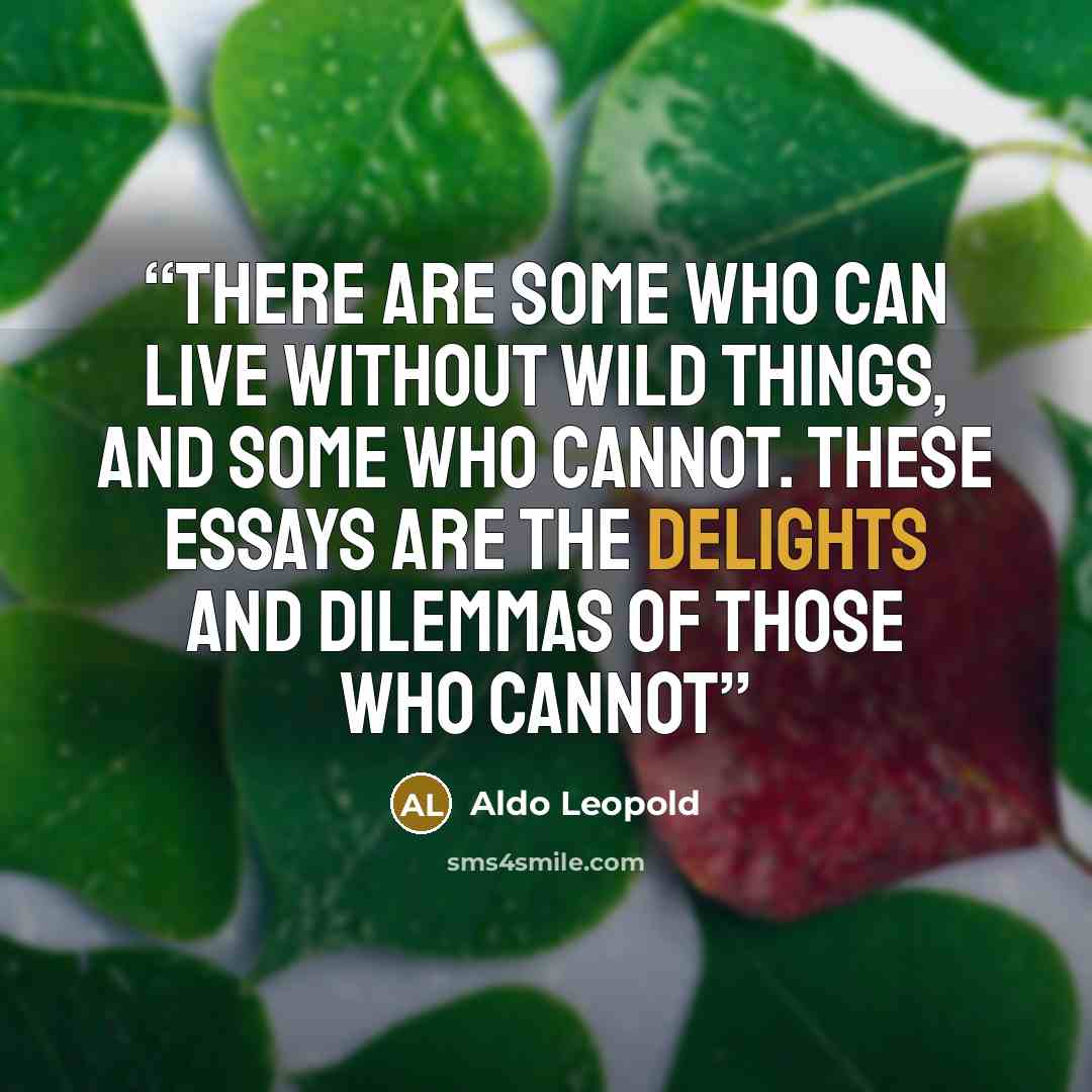 “There are some who can live without wild things, and some who cannot. These essays are the delights and dilemmas of those who cannot” quote by Aldo Leopold