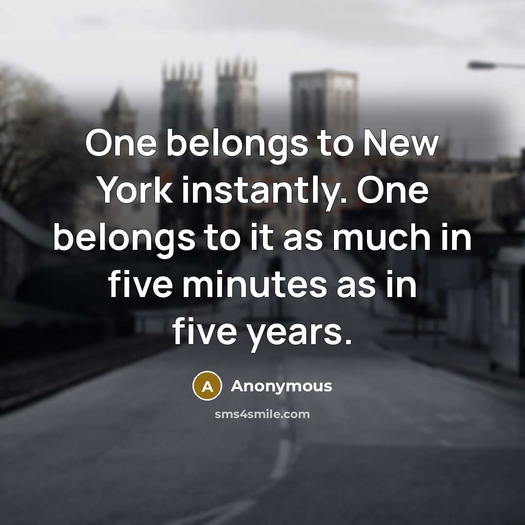 “One belongs to New York instantly. One belongs to it…” quote by Anonymous