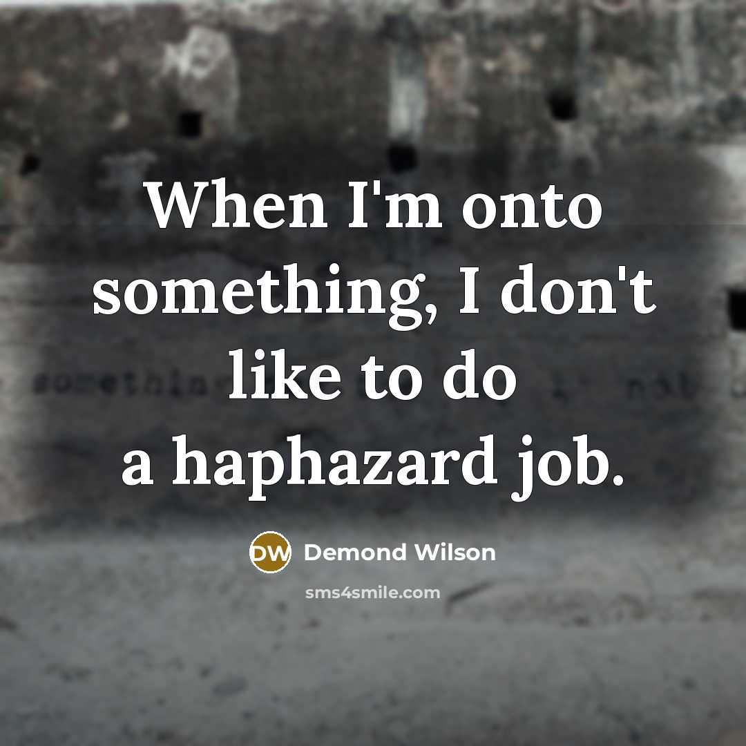 “When I'm onto something, I don't like to do a haphazard job.” quote by Demond Wilson