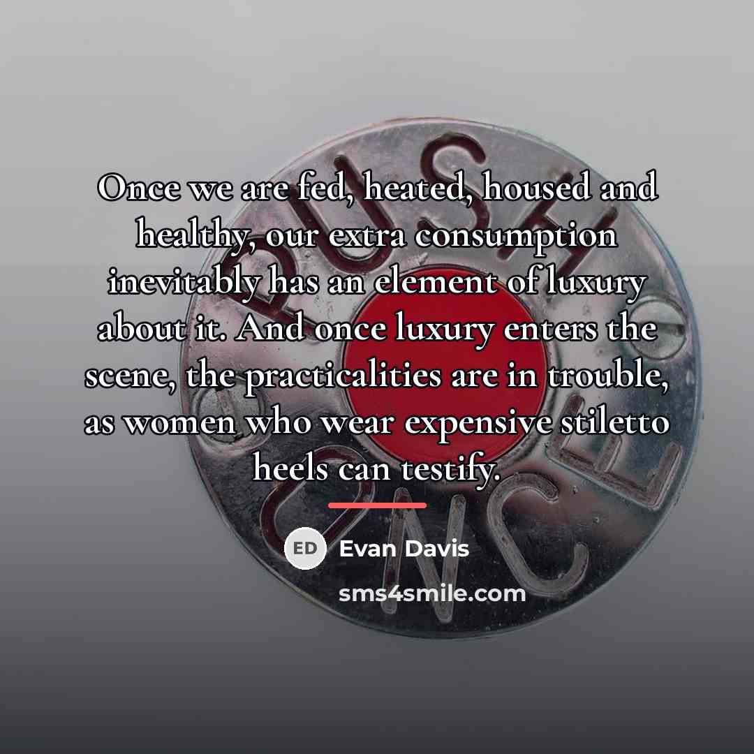“Once we are fed, heated, housed and healthy, our extra…” quote by Evan Davis