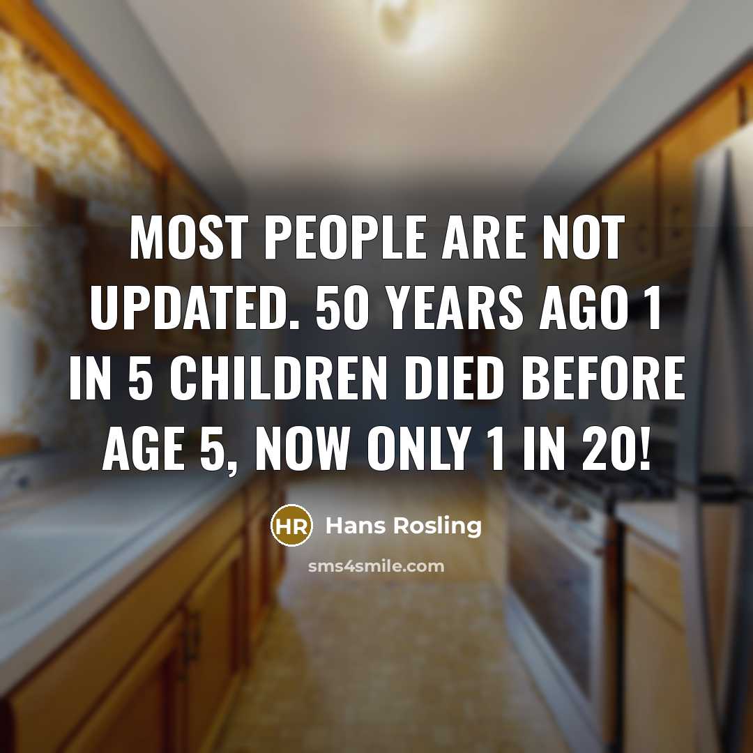 “Most people are not updated. 50 years ago 1 in…” quote by Hans Rosling