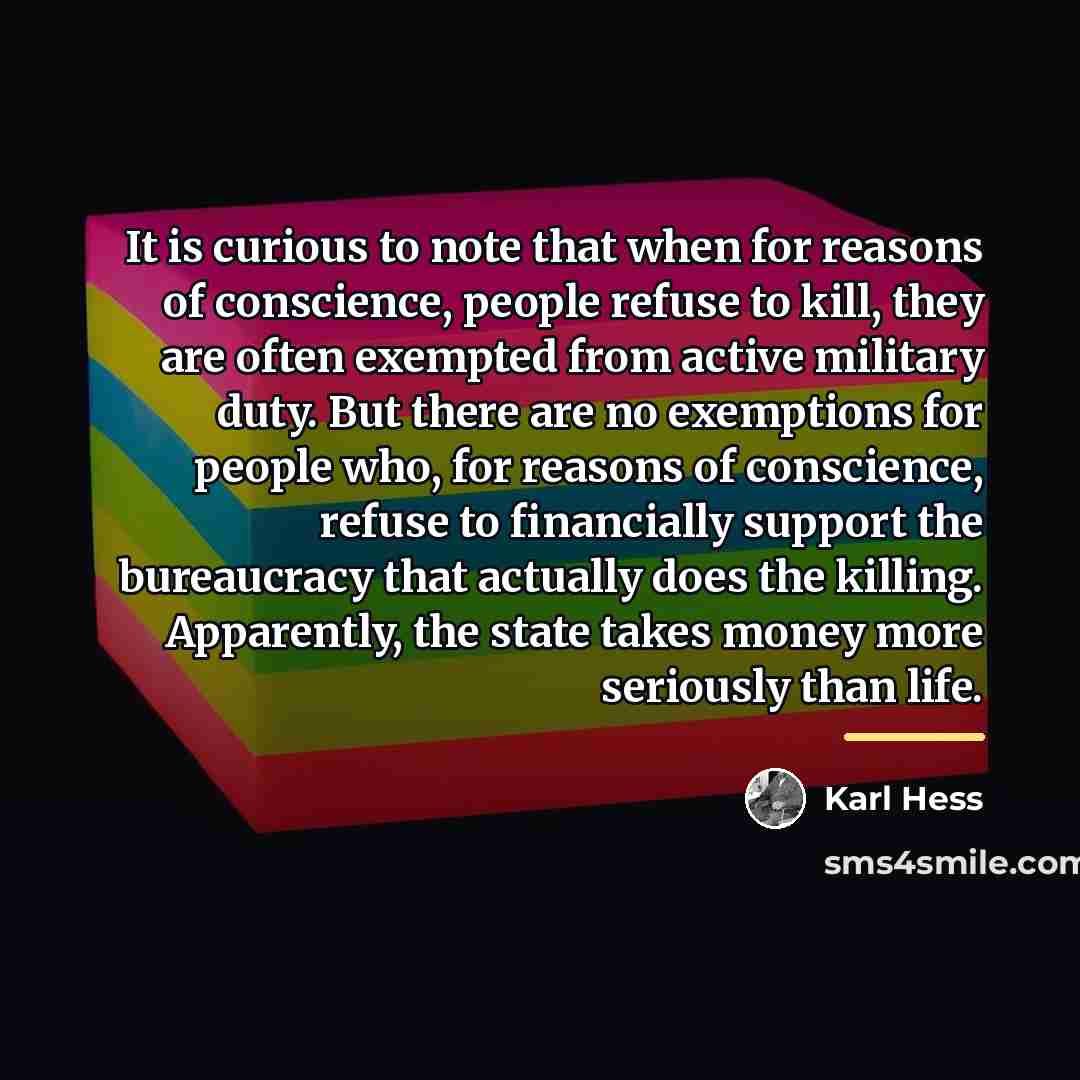 “It is curious to note that when for reasons of…” quote by Karl Hess