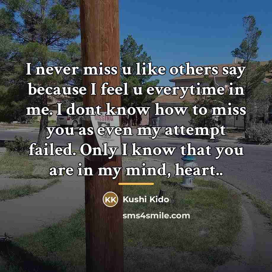 “I never miss u like others say because I feel…” quote by Kushi Kido