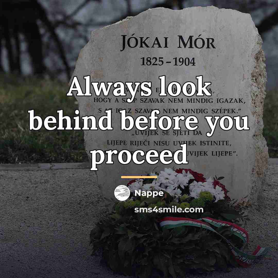 “Always look behind before you proceed…” quote by Nappe