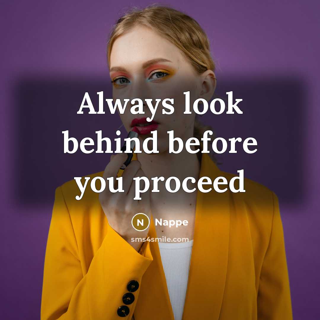“Always look behind before you proceed” quote by Nappe