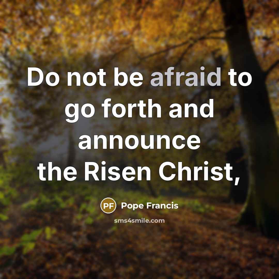 “Do not be afraid to go forth and announce the Risen Christ,” quote by Pope Francis