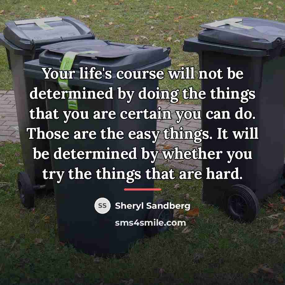 “Your life's course will not be determined by doing the…” quote by Sheryl Sandberg