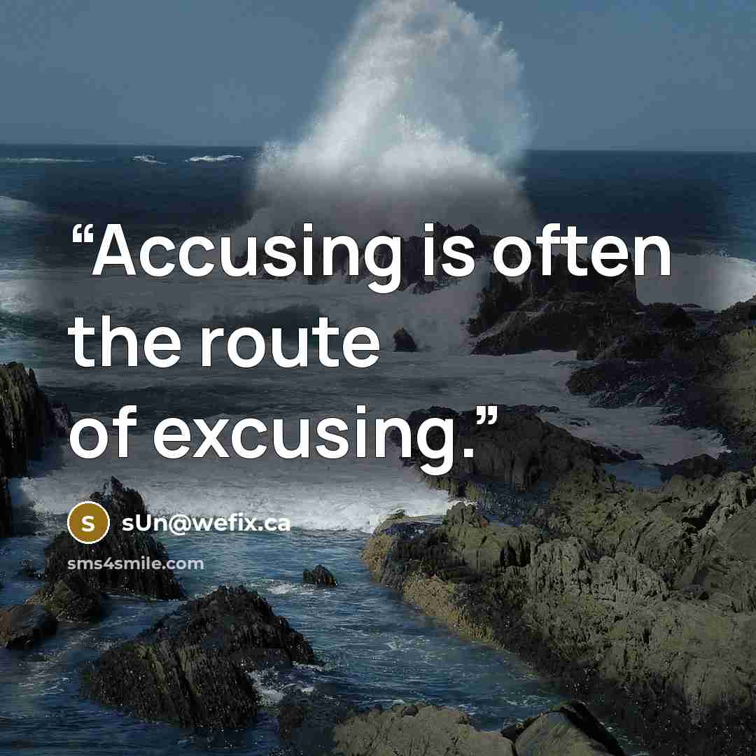 “Accusing is often the route of excusing.” quote by sUn@wefix.ca