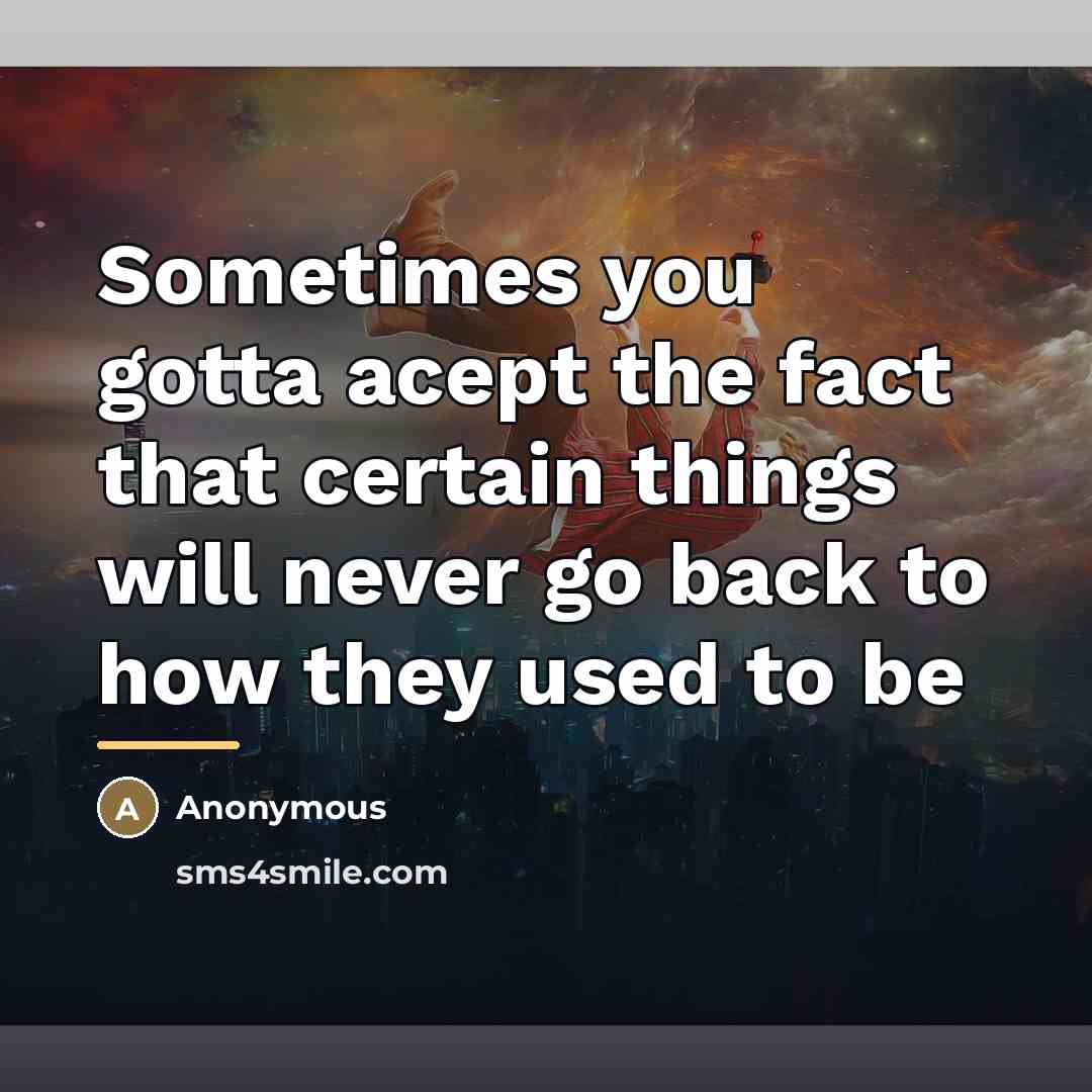 “Sometimes you gotta acept the fact that certain things will…” quote by Anonymous
