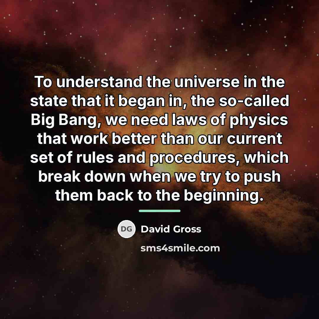 “To understand the universe in the state that it began…” quote by David Gross