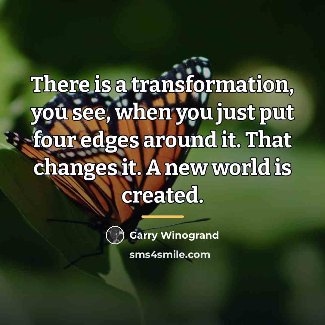 “There is a transformation, you see, when you just put…” quote by Garry Winogrand