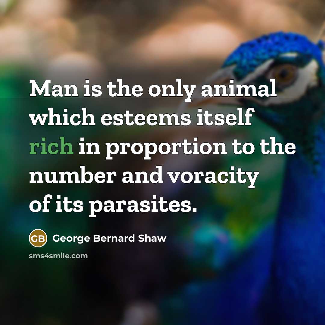“Man is the only animal which esteems itself rich in…” quote by George Bernard Shaw