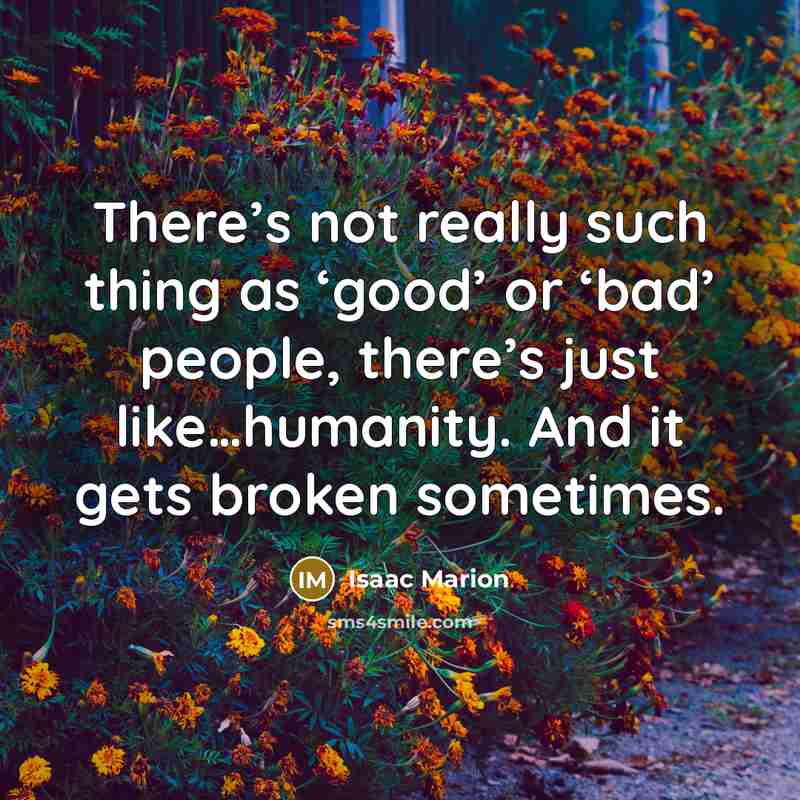 “There’s not really such thing as ‘good’ or ‘bad’ people,…” quote by Isaac Marion