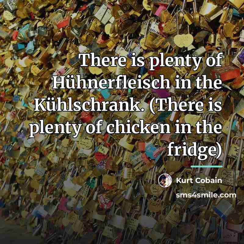 “There is plenty of Hühnerfleisch in the Kühlschrank. (There is…” quote by Kurt Cobain