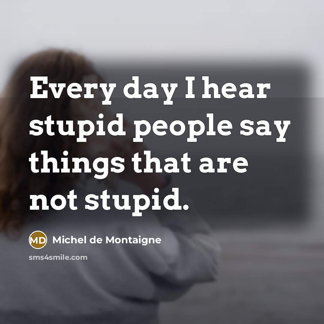“Every day I hear stupid people say things that are…” quote by Michel de Montaigne