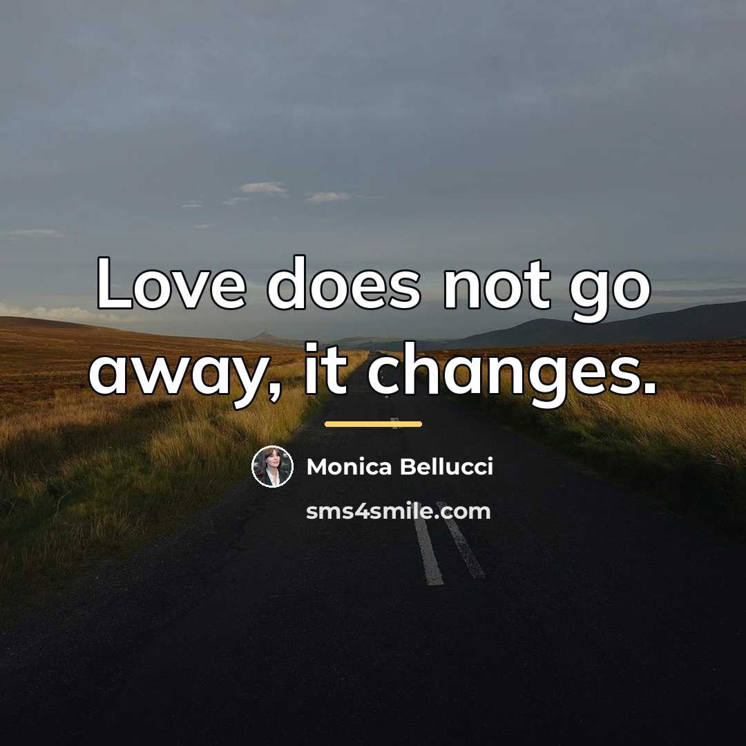 “Love does not go away, it changes.…” quote by Monica Bellucci