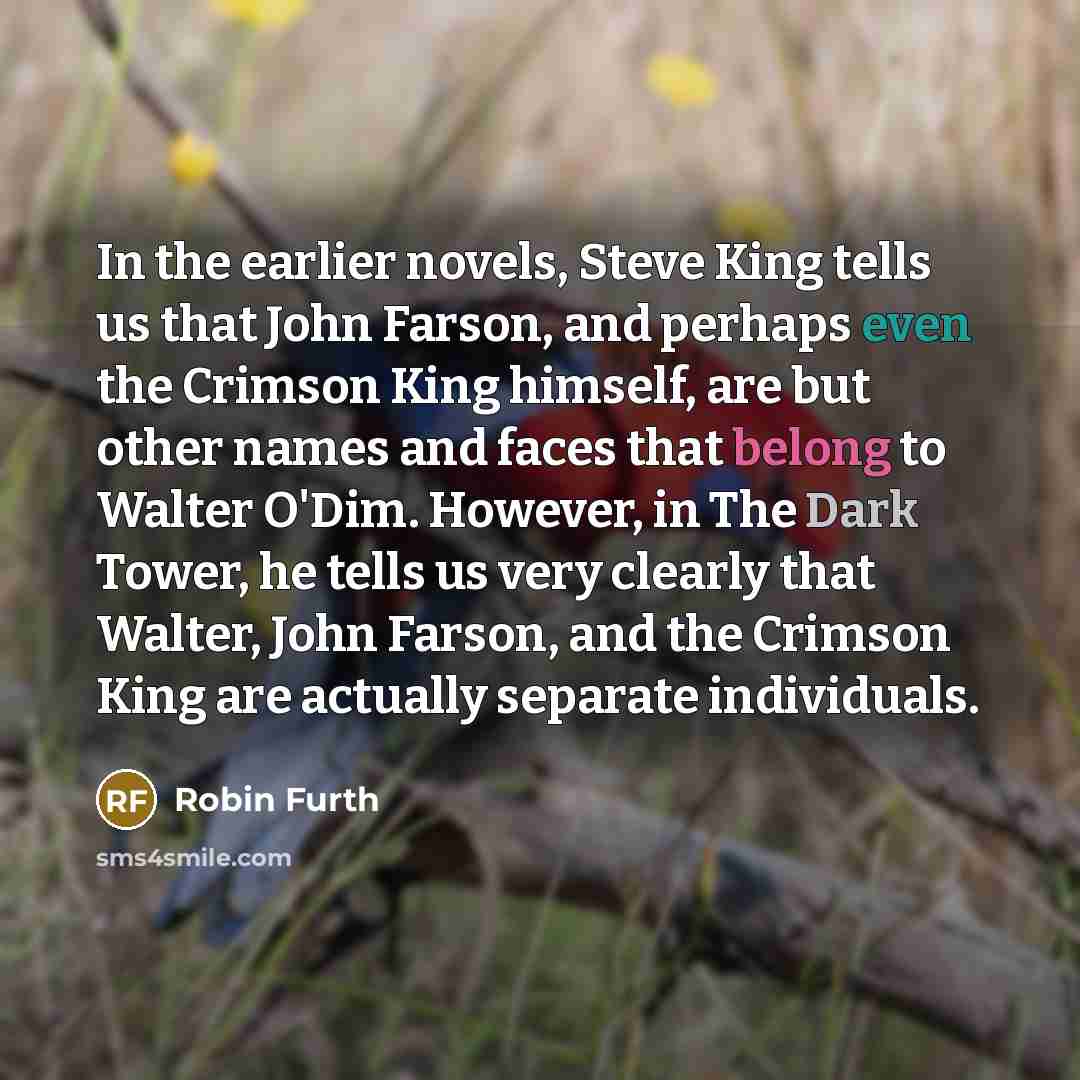 “In the earlier novels, Steve King tells us that John…” quote by Robin Furth