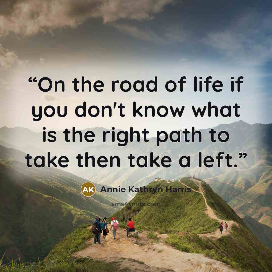 “On the road of life if you don't know what is the right path to take then take a left.” quote by Annie Kathryn Harris