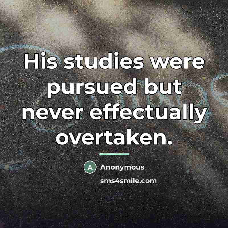 “His studies were pursued but never effectually overtaken.…” quote by Anonymous