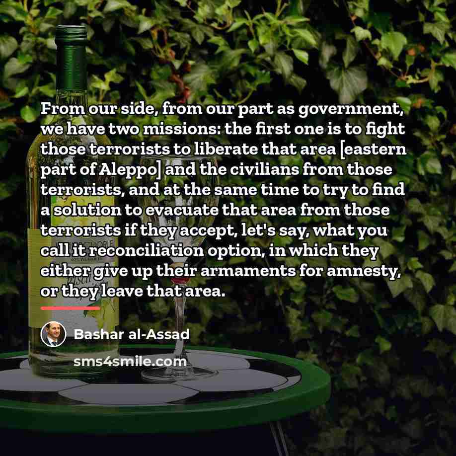 “From our side, from our part as government, we have…” quote by Bashar al-Assad