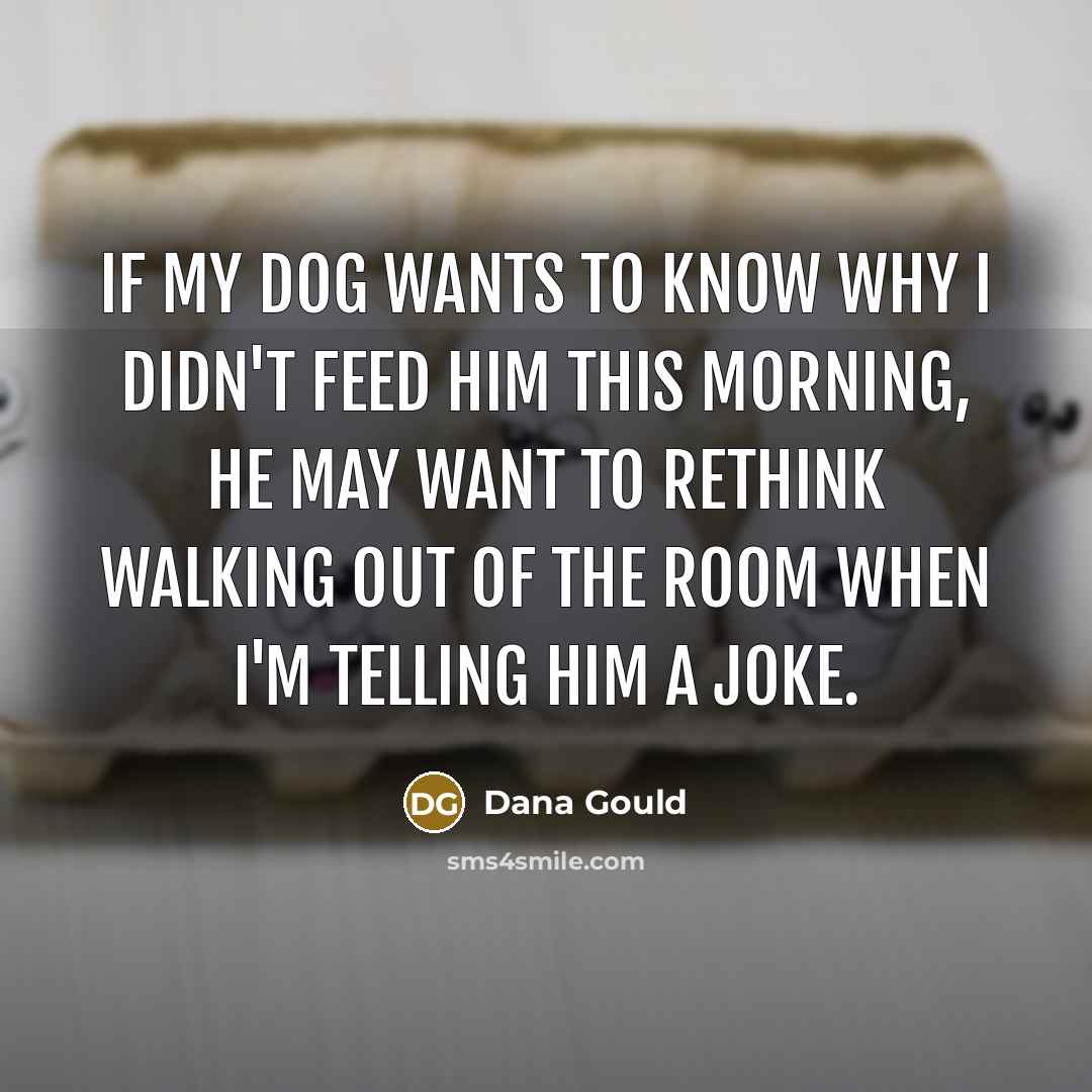 “If my dog wants to know why I didn't feed…” quote by Dana Gould