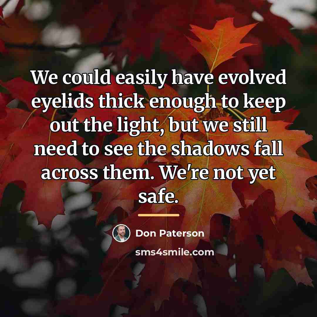 “We could easily have evolved eyelids thick enough to keep…” quote by Don Paterson