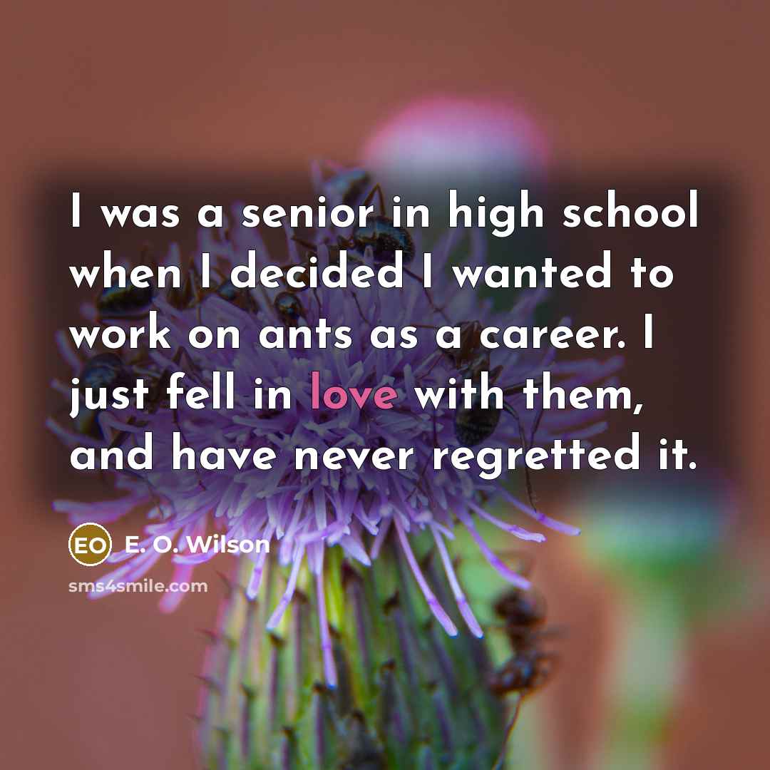 “I was a senior in high school when I decided…” quote by E. O. Wilson