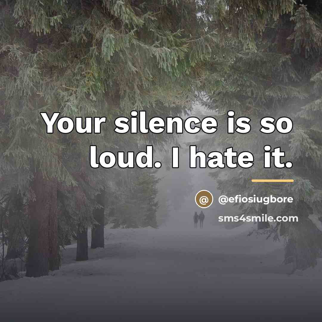 “Your silence is so loud. I hate it.…” quote by @efiosiugbore