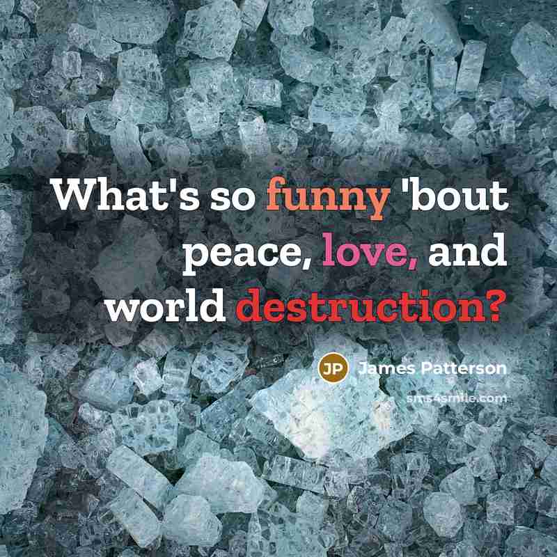 “What's so funny 'bout peace, love, and world destruction?” quote by James Patterson