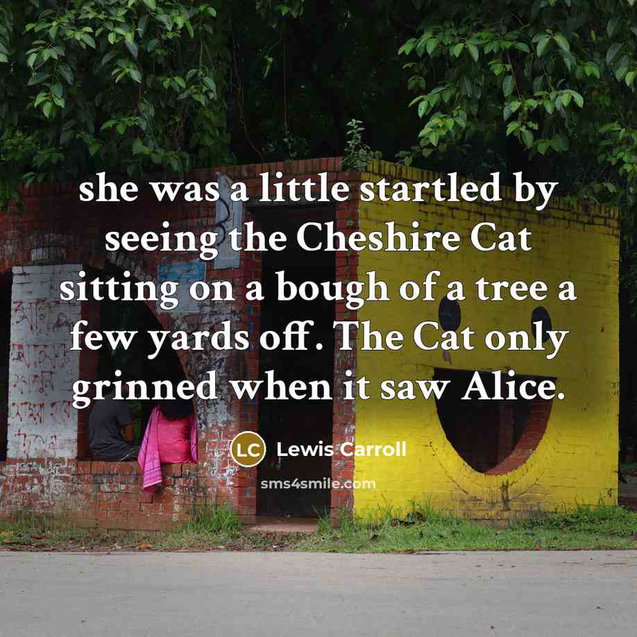 “she was a little startled by seeing the Cheshire Cat…” quote by Lewis Carroll