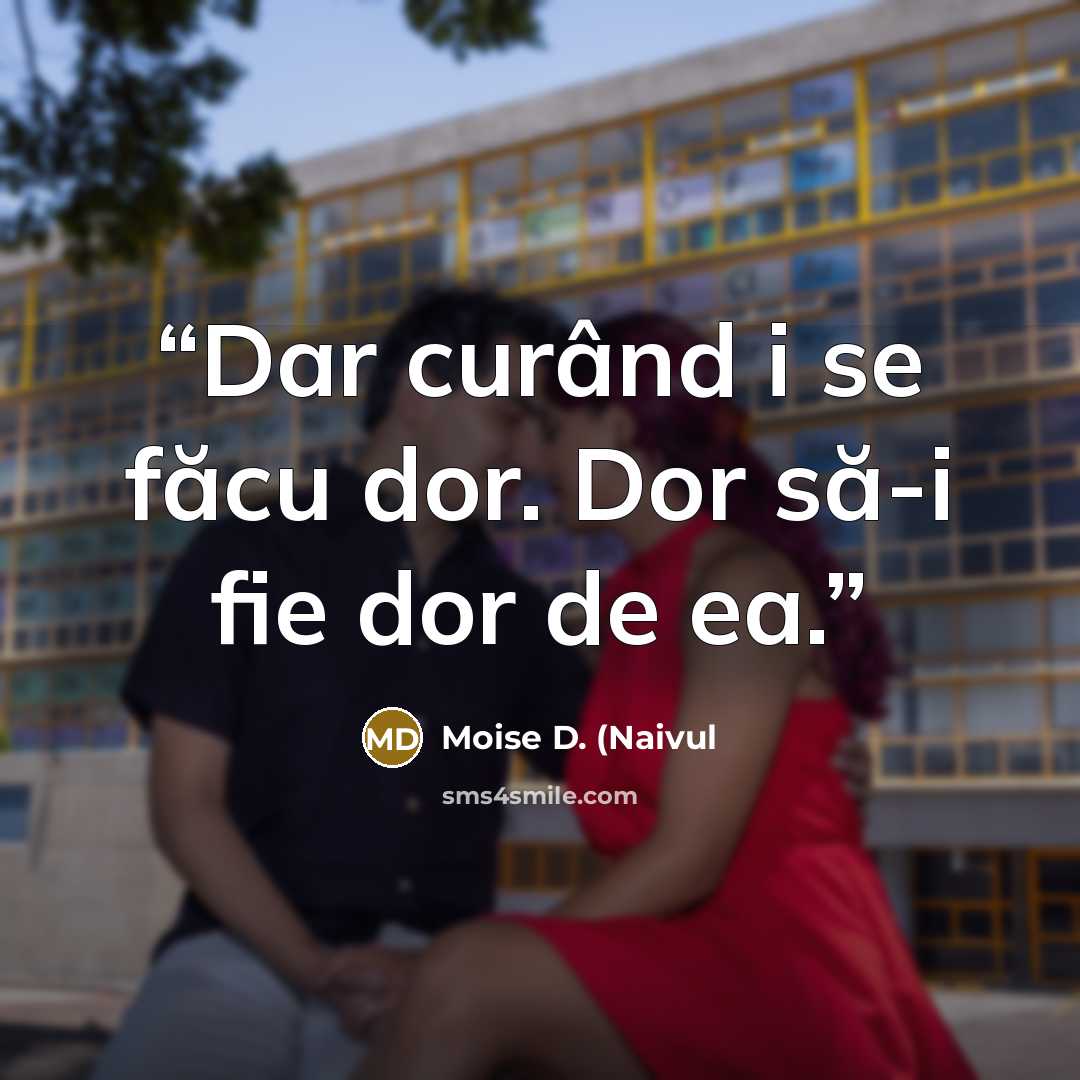 “Dar curând i se făcu dor. Dor să-i fie dor de ea.” quote by Moise D. (Naivul