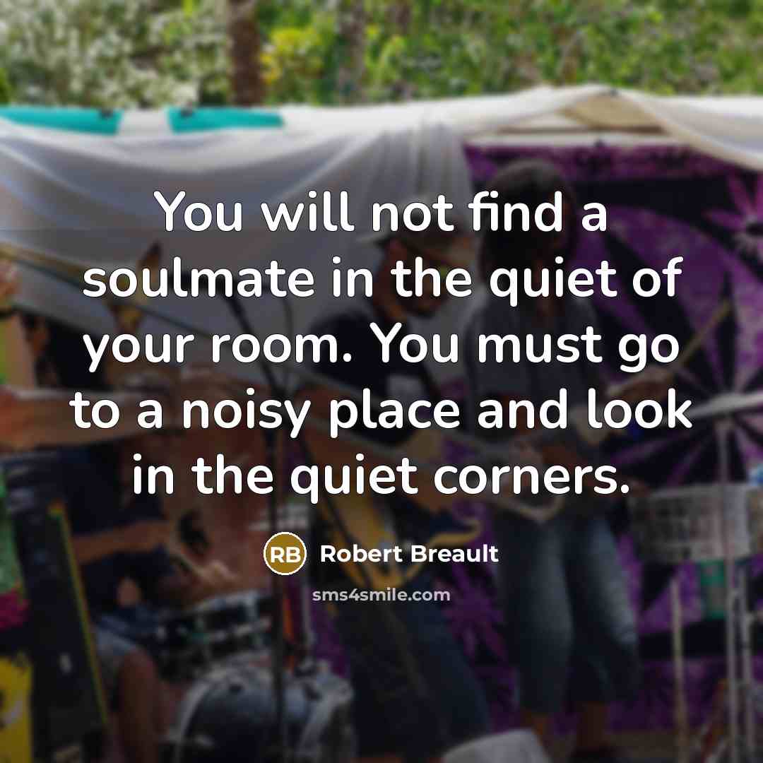 “You will not find a soulmate in the quiet of…” quote by Robert Breault