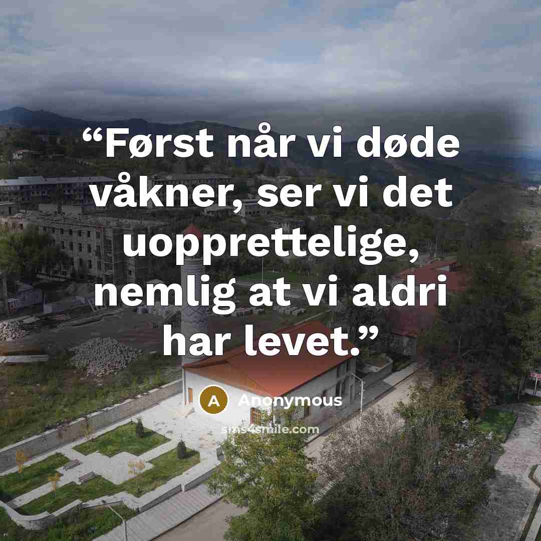 “Først når vi døde våkner, ser vi det uopprettelige, nemlig at vi aldri har levet.” quote by Anonymous