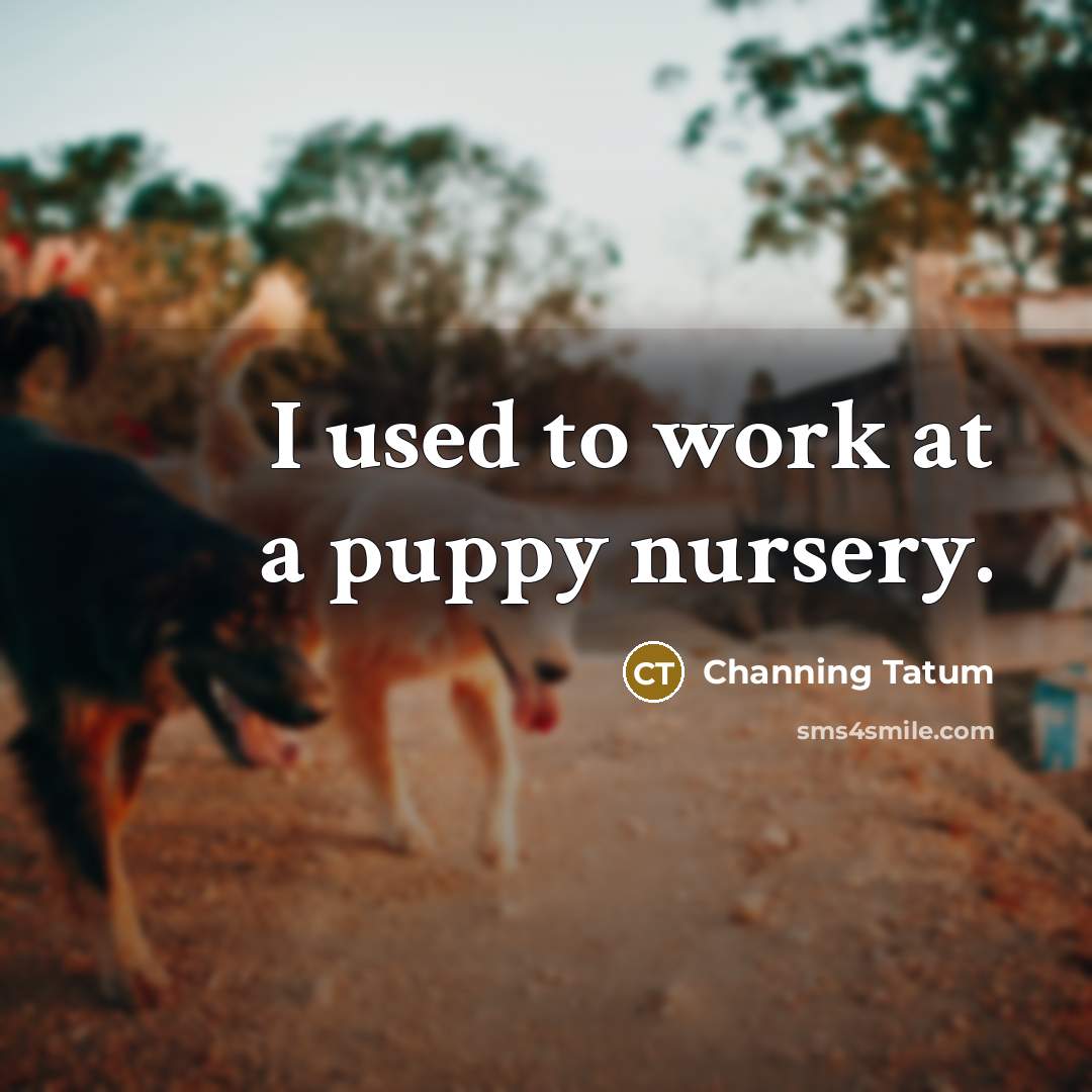 “I used to work at a puppy nursery.…” quote by Channing Tatum