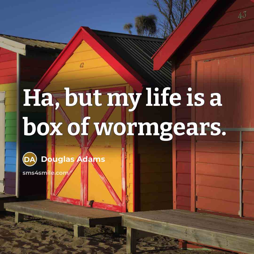 “Ha, but my life is a box of wormgears.…” quote by Douglas Adams