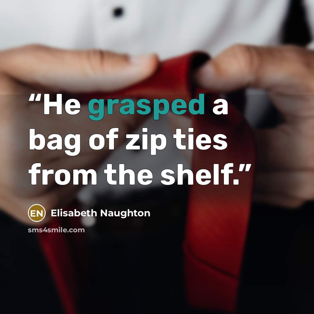 “He grasped a bag of zip ties from the shelf.” quote by Elisabeth Naughton