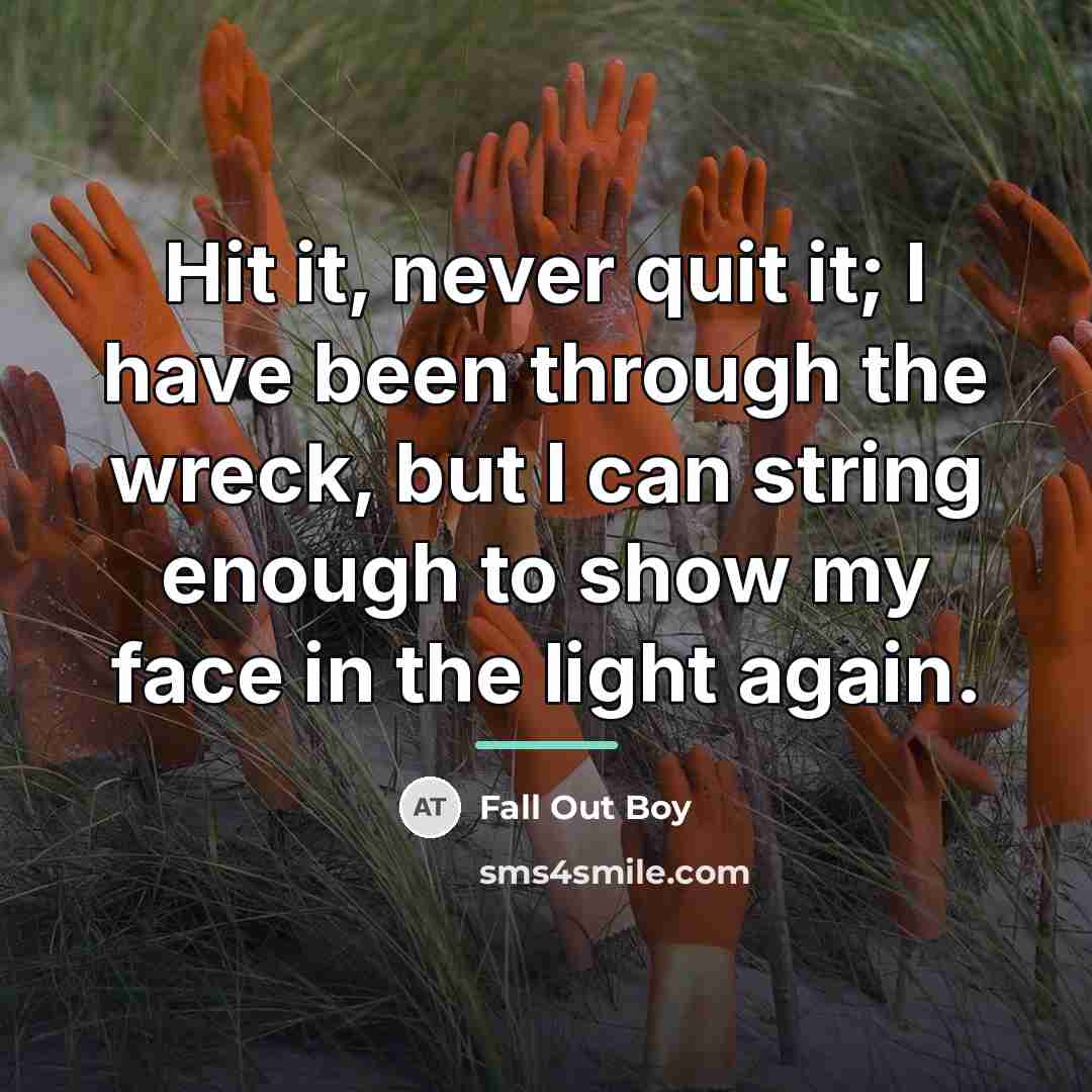 “Hit it, never quit it; I have been through the…” quote by Fall Out Boy