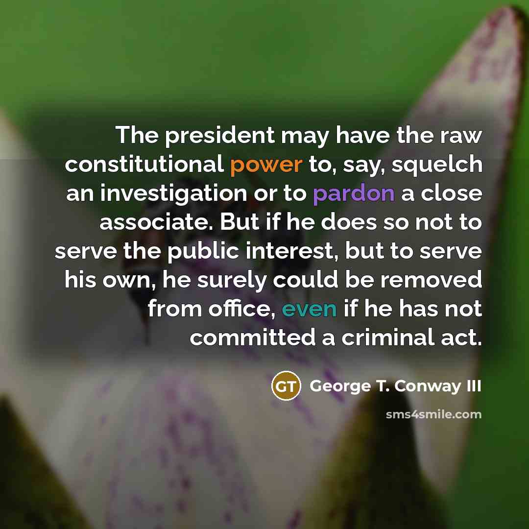 “The president may have the raw constitutional power to, say,…” quote by George T. Conway III