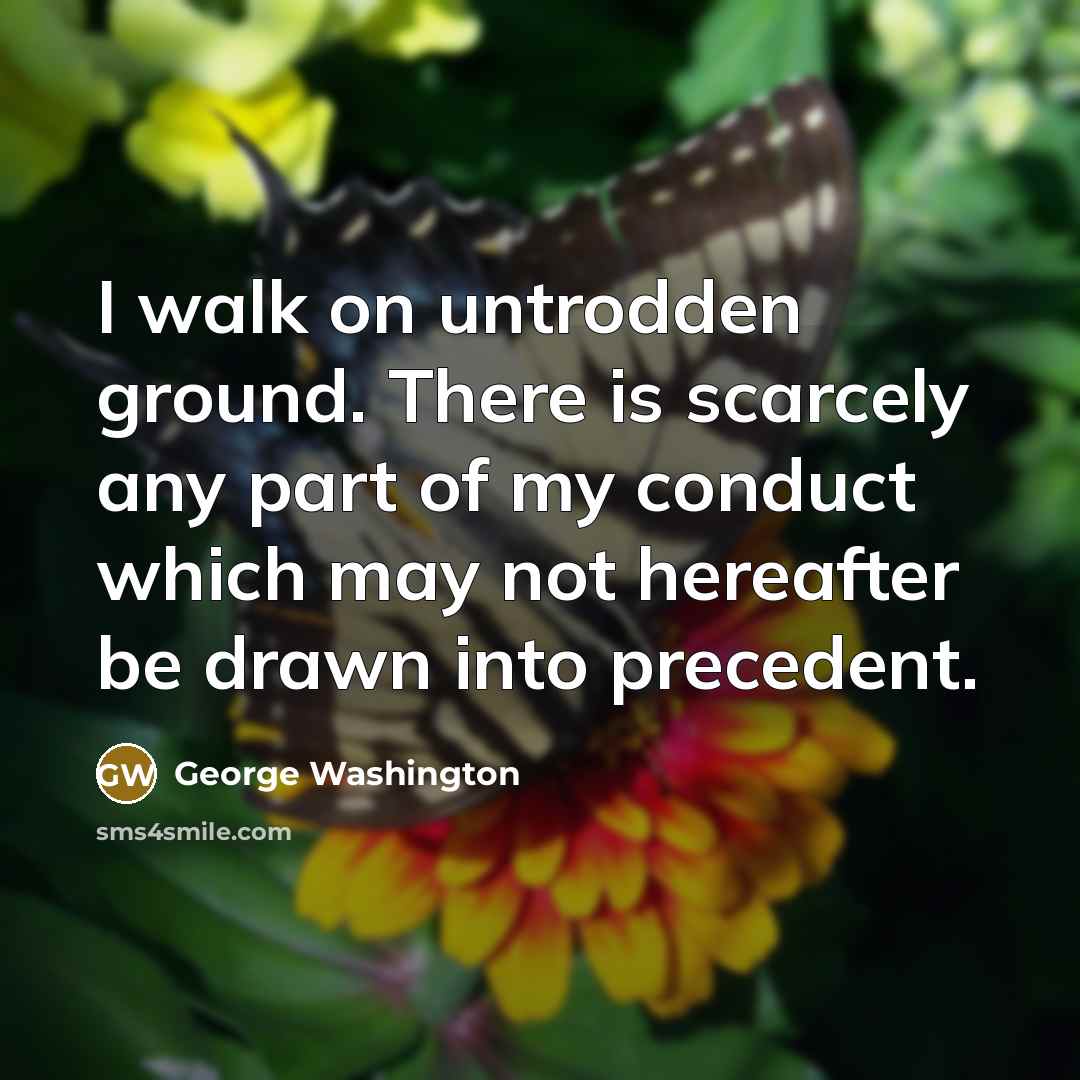 “I walk on untrodden ground. There is scarcely any part…” quote by George Washington