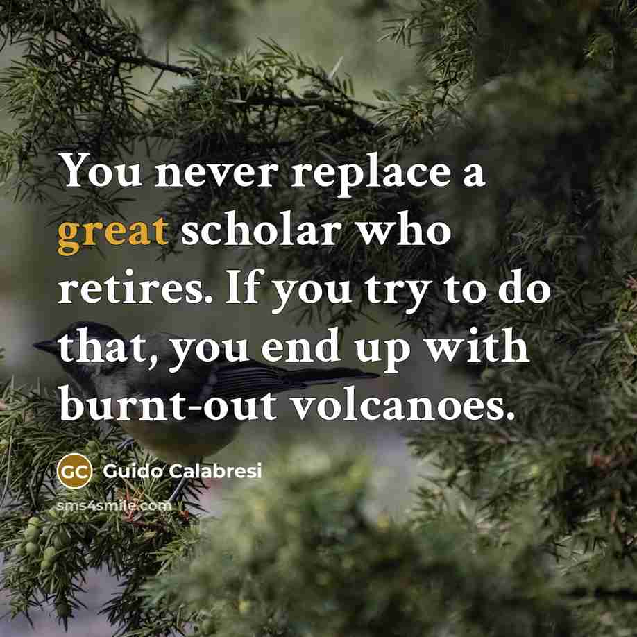 “You never replace a great scholar who retires. If you…” quote by Guido Calabresi
