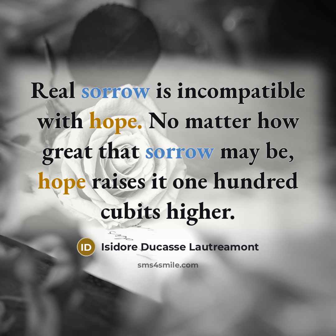 “Real sorrow is incompatible with hope. No matter how great…” quote by Isidore Ducasse Lautreamont