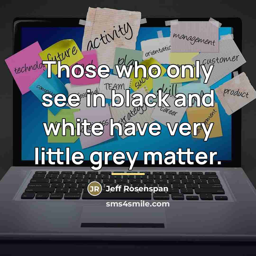 “Those who only see in black and white have very…” quote by Jeff Rosenspan