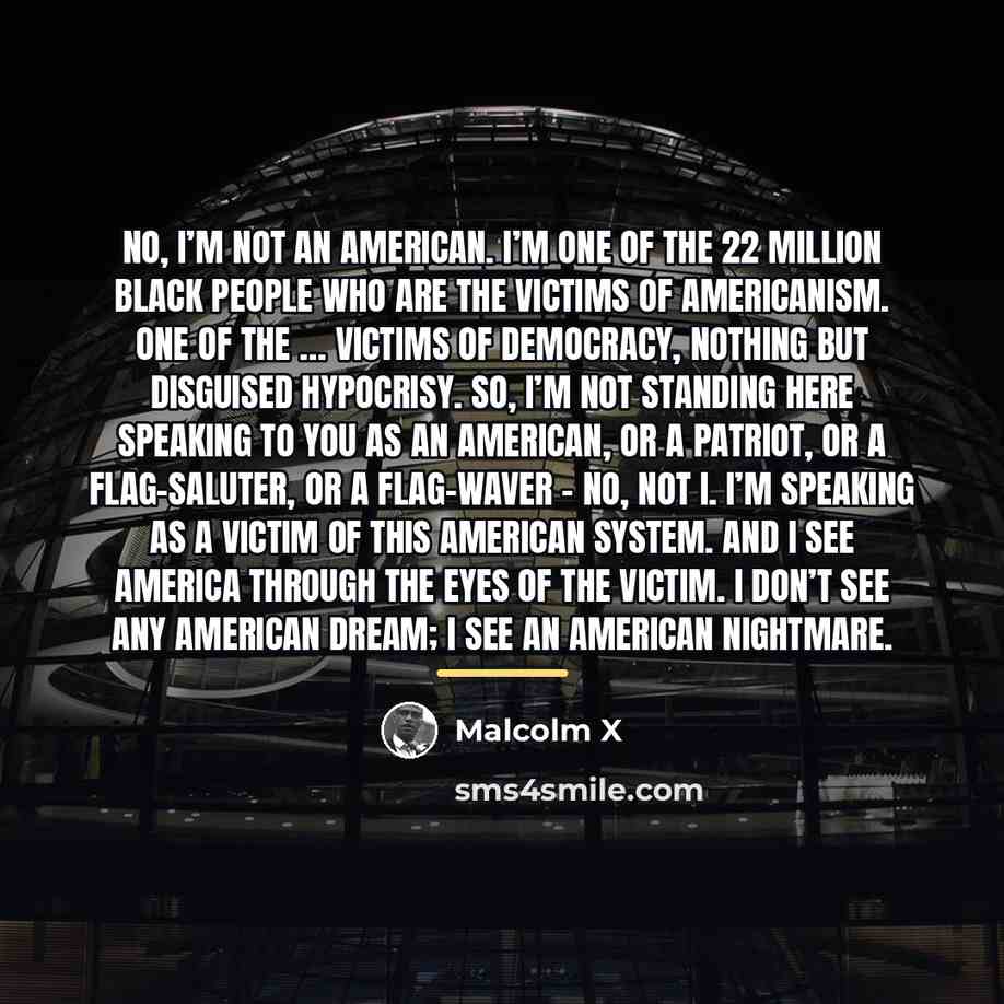 “No, I’m not an American. I’m one of the 22…” quote by Malcolm X