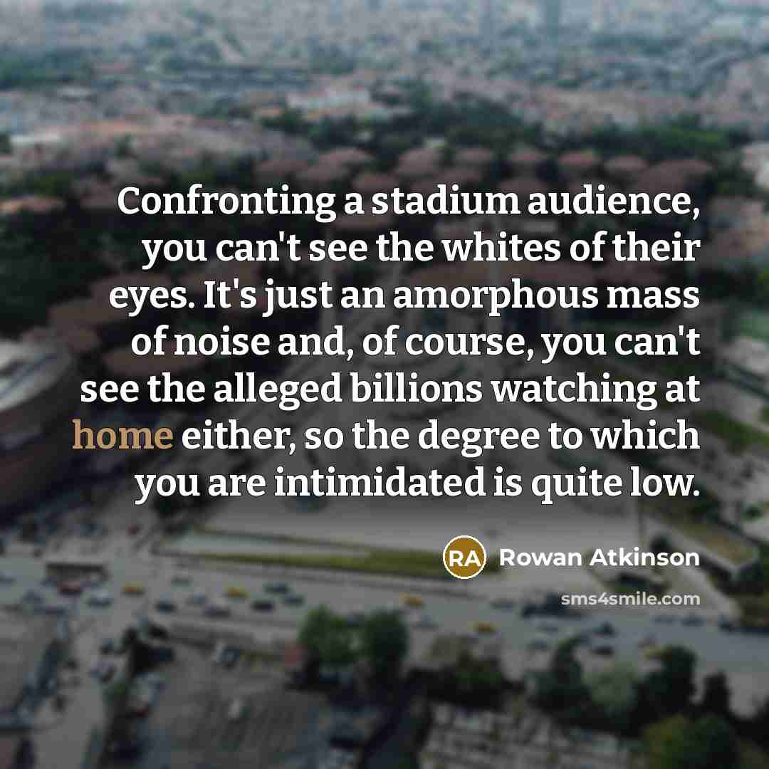 “Confronting a stadium audience, you can't see the whites of…” quote by Rowan Atkinson