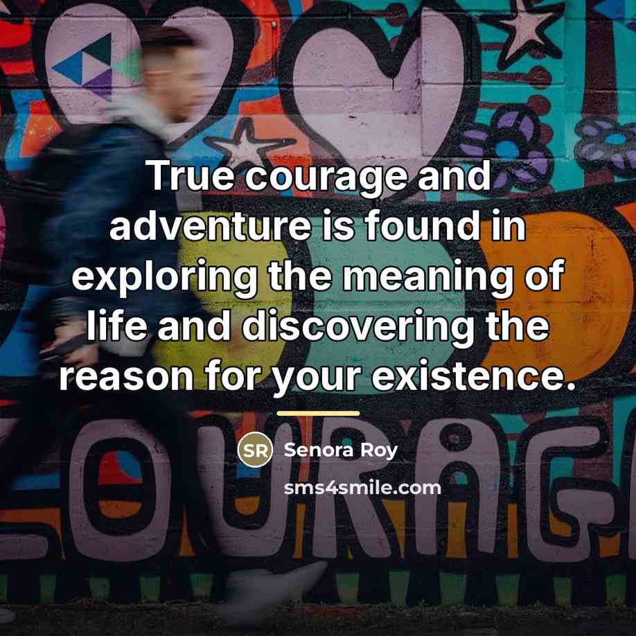 “True courage and adventure is found in exploring the meaning…” quote by Senora Roy