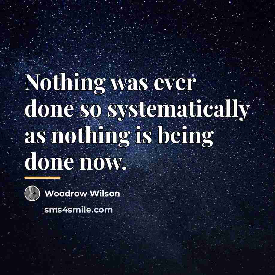 “Nothing was ever done so systematically as nothing is being…” quote by Woodrow Wilson